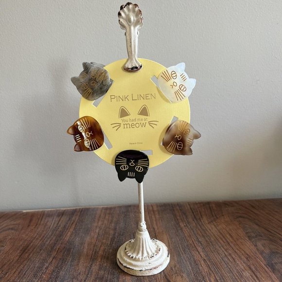 Pink Linen Accessories - Pink Linen 'You Had Me at Meow" Set 5 CAT Hair Clips